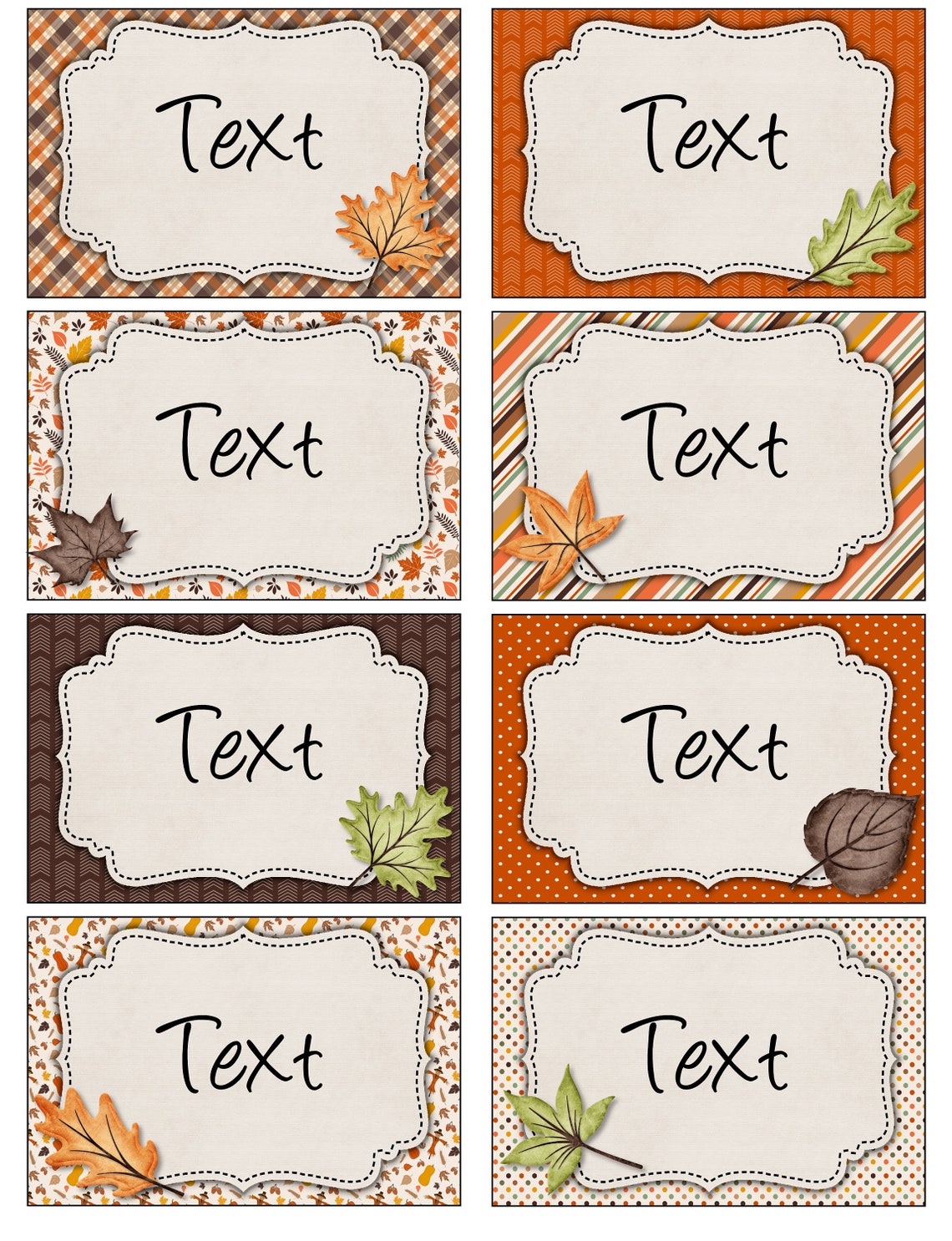 Printable Fall Leaves Tags Editable Name Badge Tags Organizational Tags