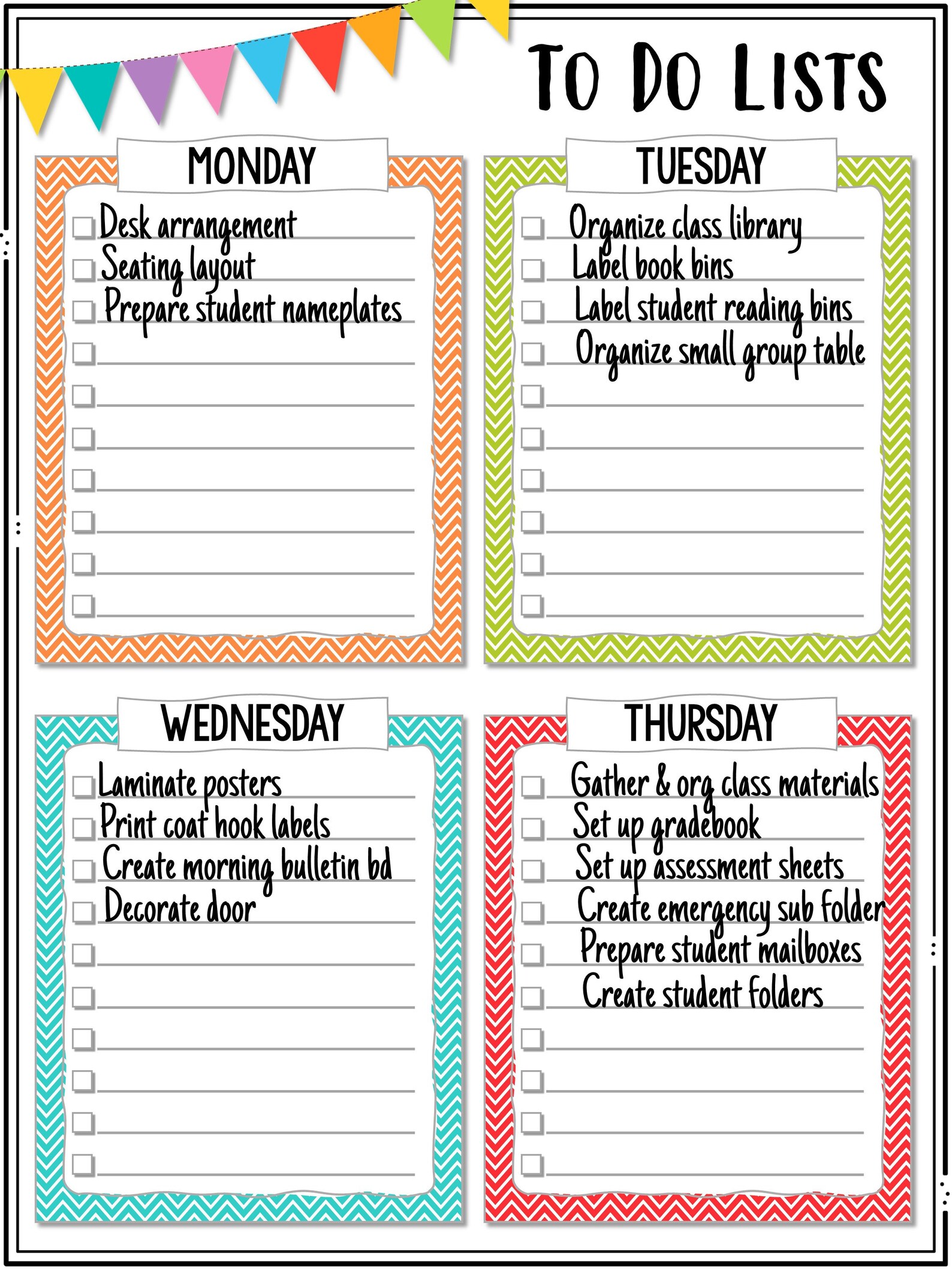 Chevron to Do Lists Printable to Do Lists Colorful to Do Lists Teacher ...