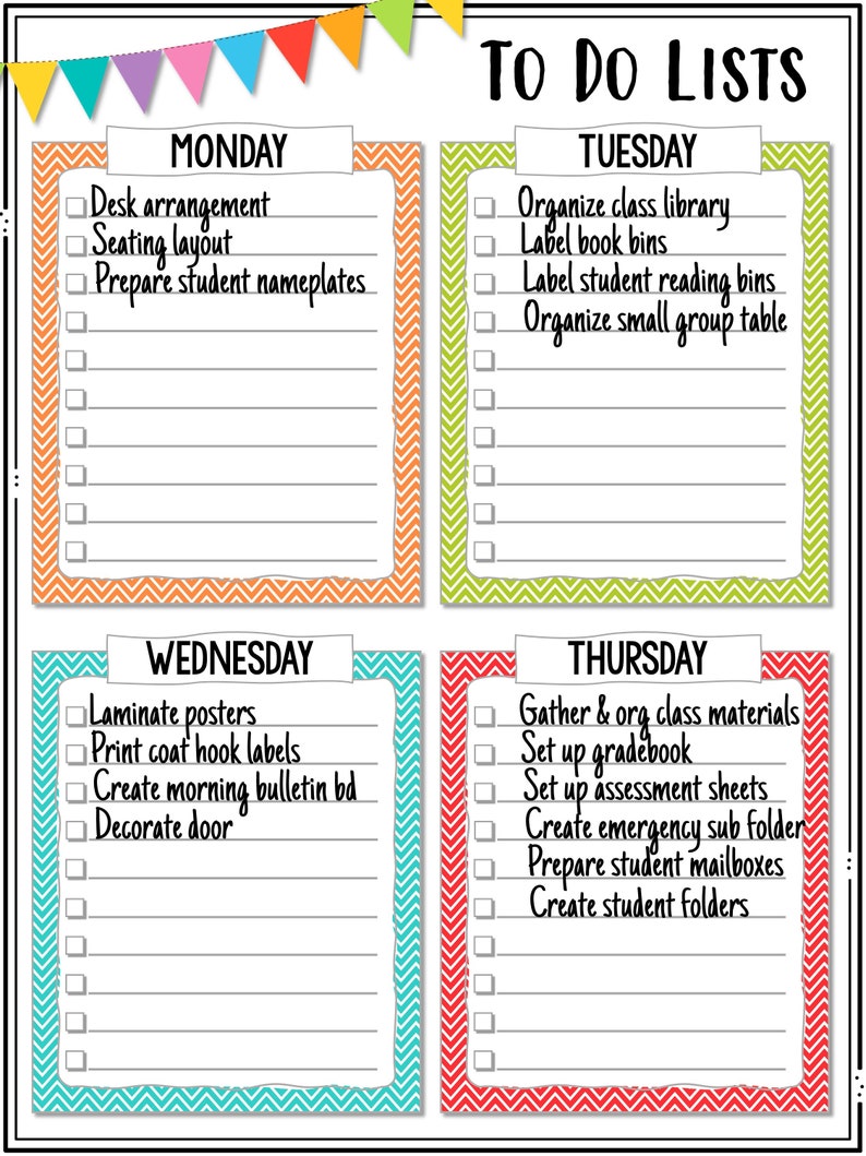 Chevron to Do Lists Printable to Do Lists Colorful to Do Lists Teacher ...