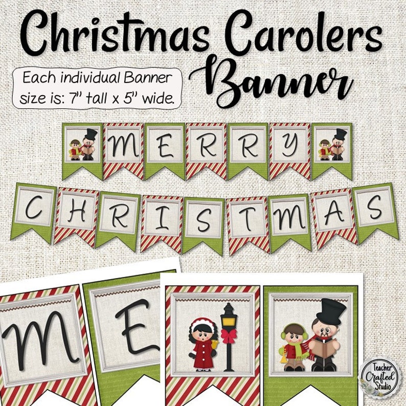 Printable Merry Christmas Carolers Banner Christmas Party | Etsy