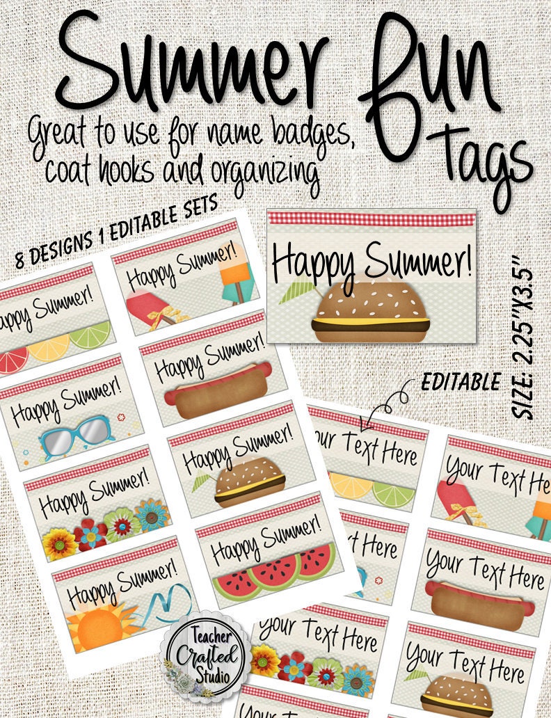 Printable Summer Fun s Editable Organizational s End Etsy