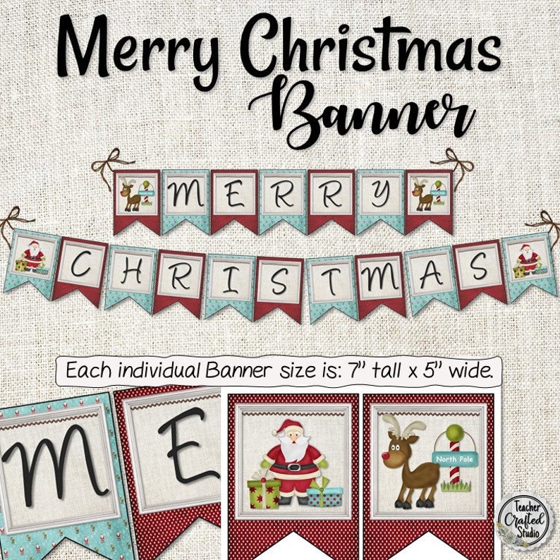 Printable Merry Christmas Banner Christmas Party Banner - Etsy