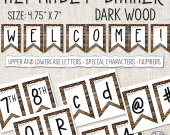 Dark Wood DIY Alphabet Banner | Classroom Banner | Party Banner