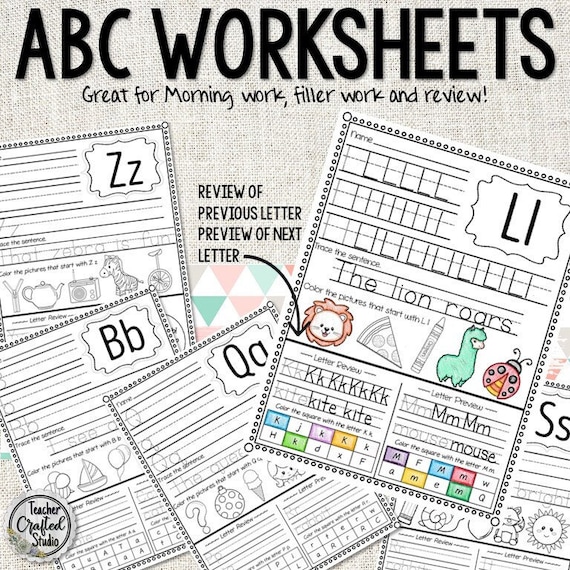 Printable ABC worksheets | Alphabet Morning Work | No Prep Worksheets | Kindergarten Upper and LowerCase