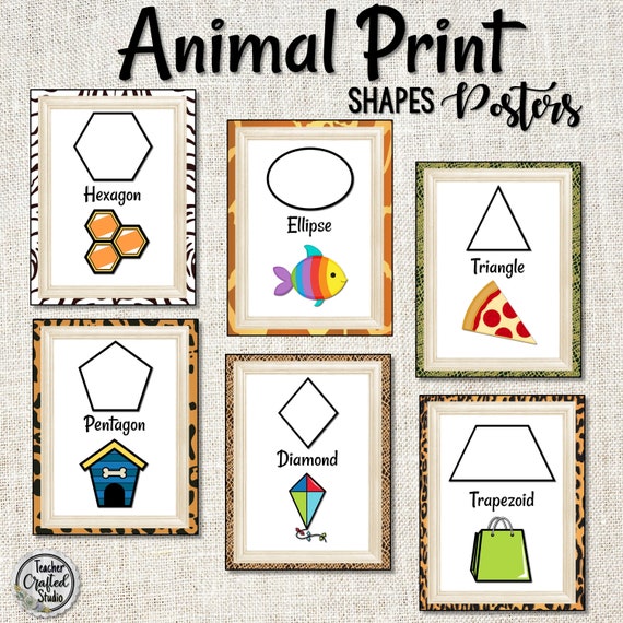 Animal Print Printable Shapes Posters Downloadable Shapes - Etsy