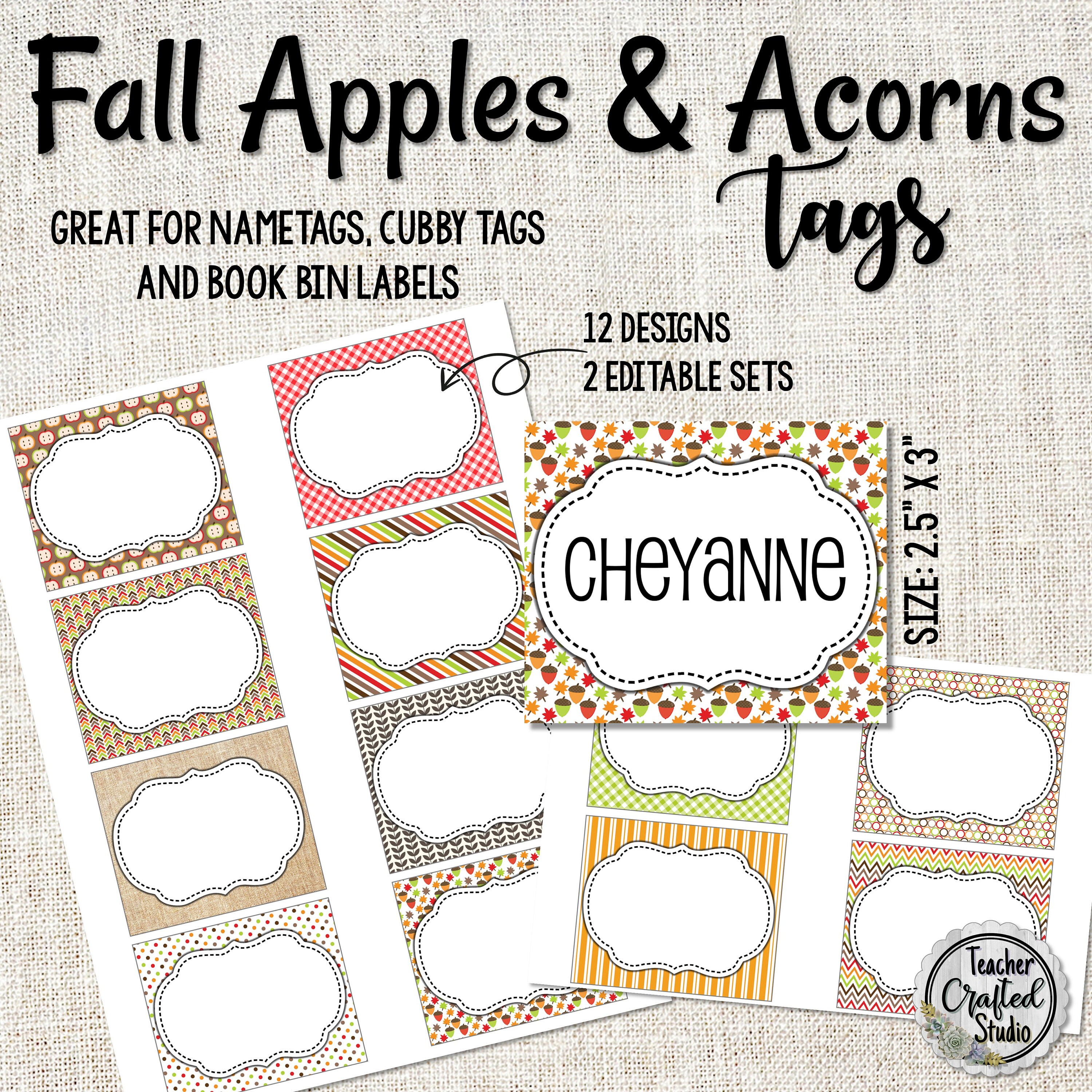 Printable Fall Apples And Acorns s Editable Name Badge Etsy Printable Fall Apples And Acorns s Editable Name Badge Etsy