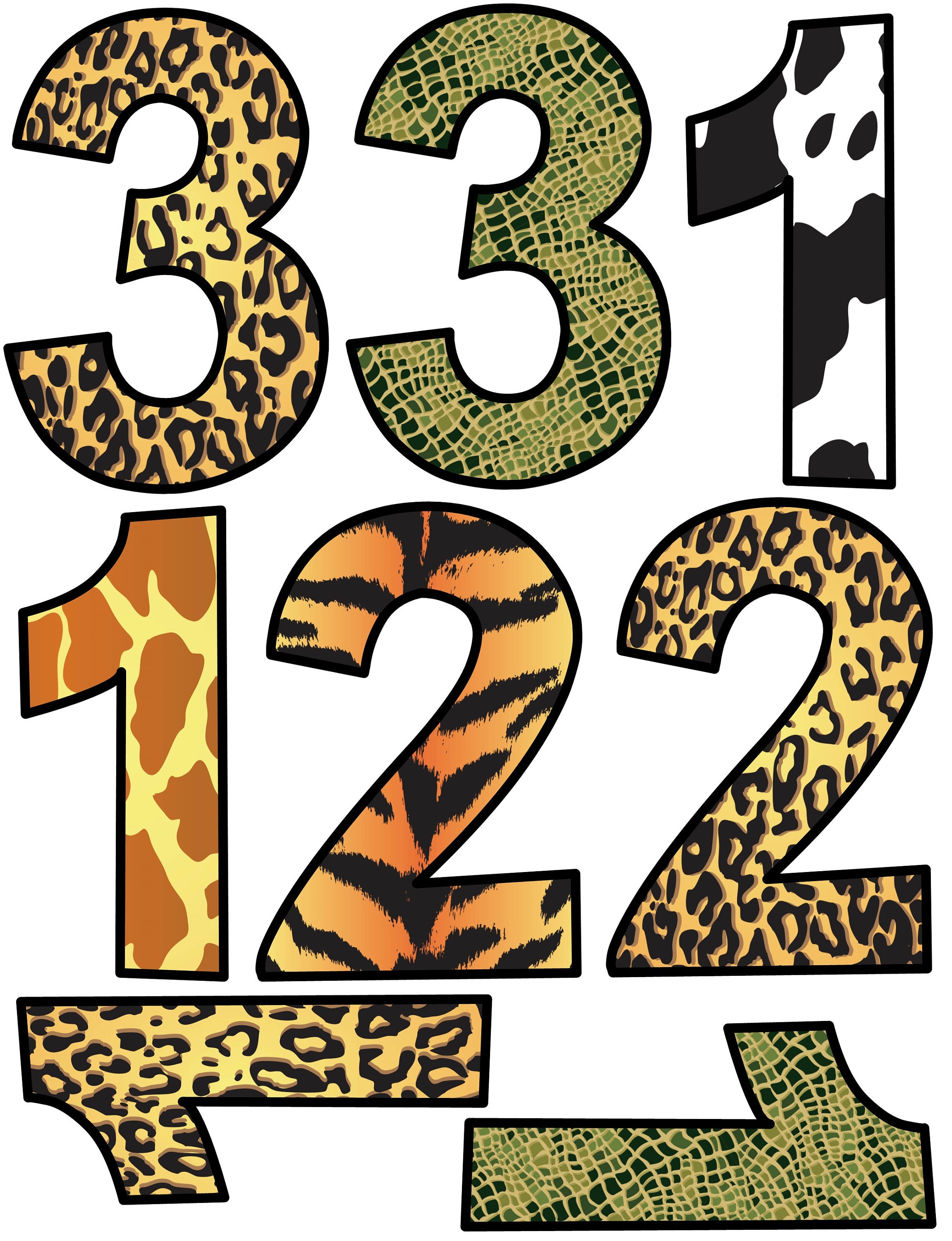  266 Pcs Animal Prints Letters Cutout Safari Classroom