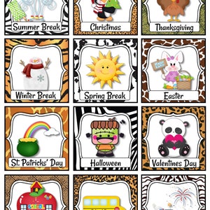 Animal Print Mini Calendar Set Classroom Calendar Pocket Calendar ...
