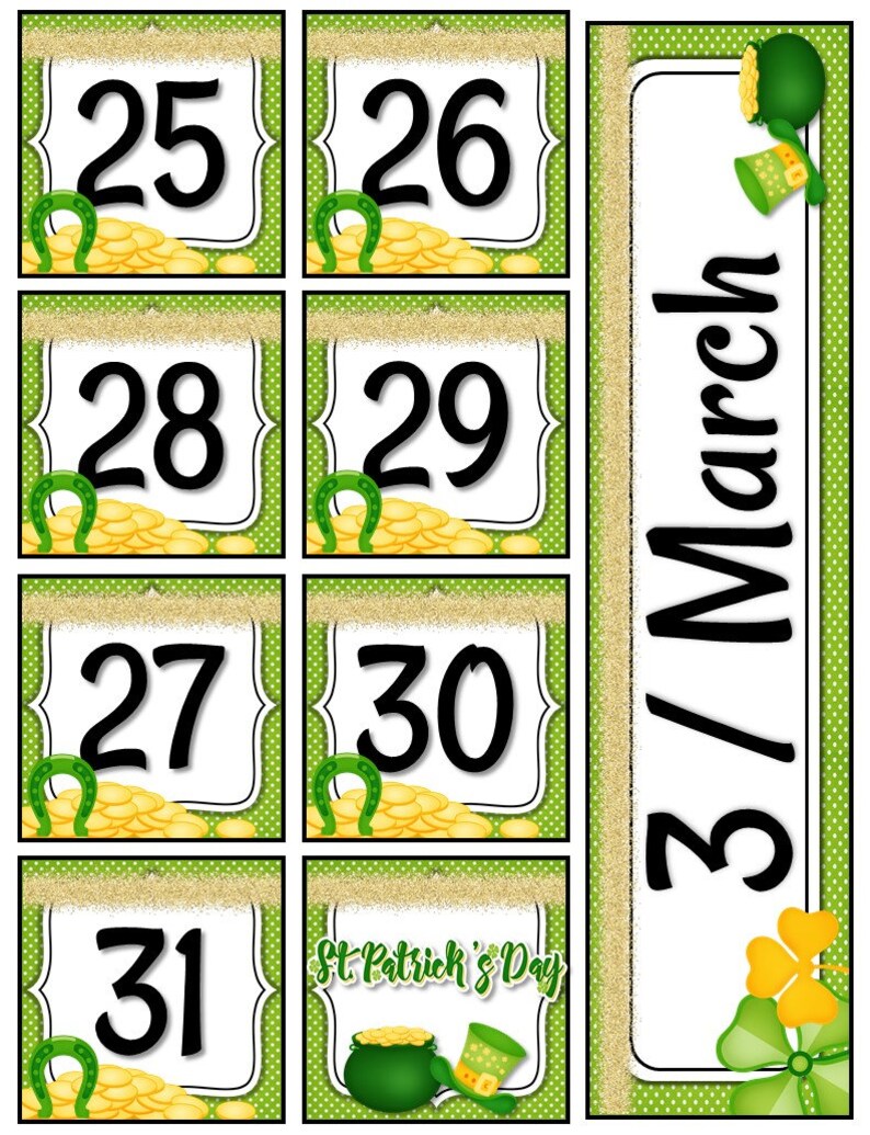 printable march calendar tag set calendar number tags st etsy