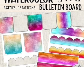 Watercolor Bulletin Board Borders | Watercolor Party Banner | Summer Classroom Decor