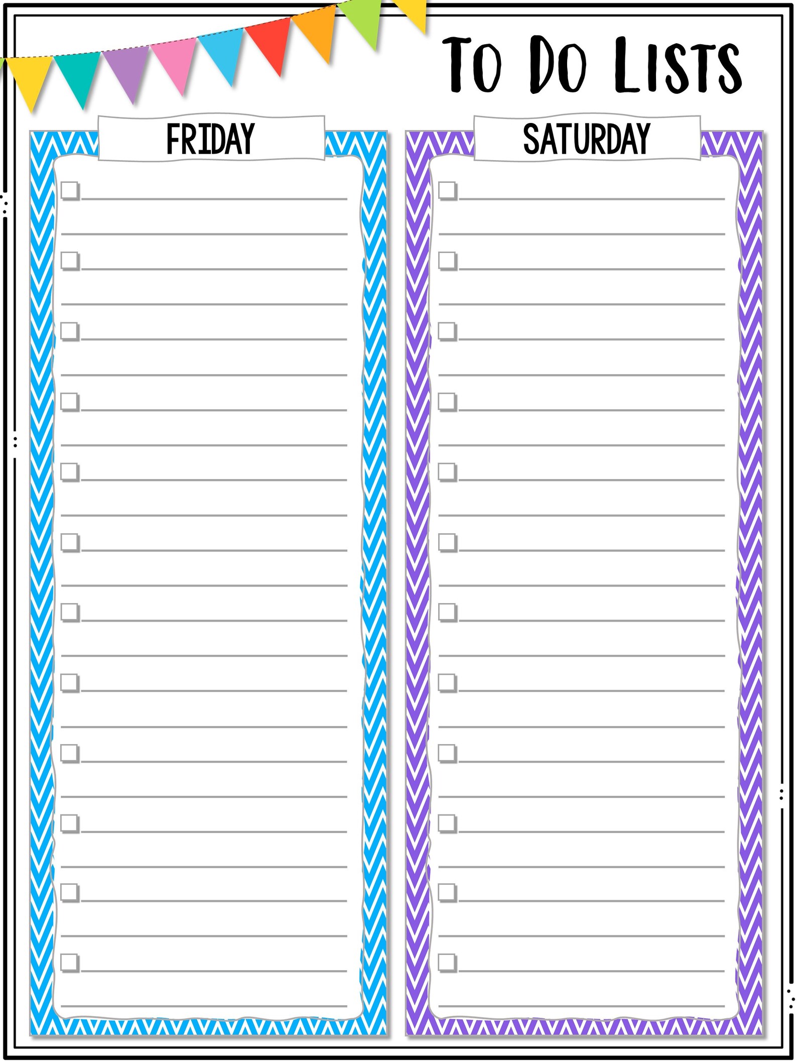 Chevron to Do Lists Printable to Do Lists Colorful to Do Lists Teacher ...