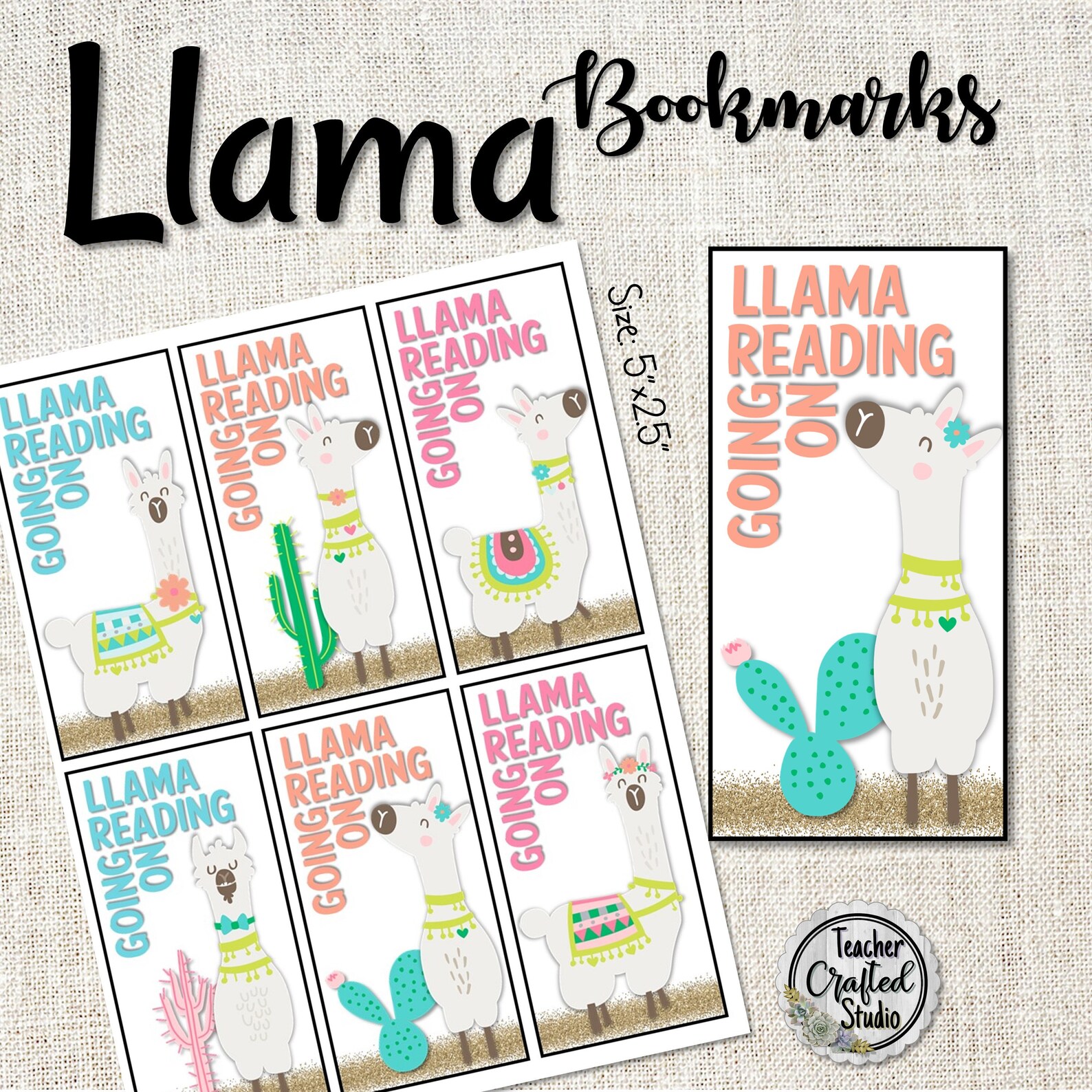 Printable Llama Bookmarks Llama Birthday Classroom Etsy Singapore