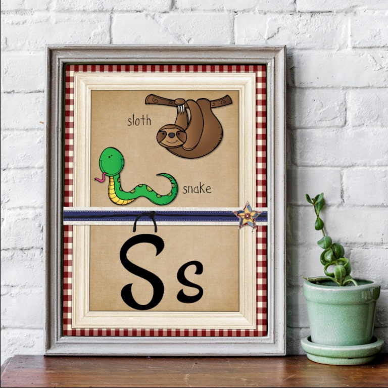 Western Theme Alphabet Posters Alphabet Images and Words Instant