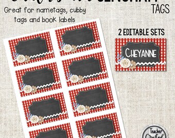 Chalkboard Country Gingham Tags | Farmhouse Chalkboard Tags
