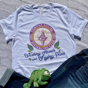 Corona Social Distancing Club shirt, Rapunzel, Quarantine, Washing hands, Frying pans