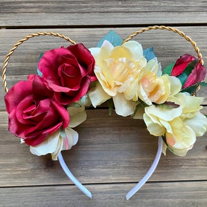 Belle Inspired, Beauty and the Beast, Floral Wire, Mickey Mouse Ears, Minnie Mouse Ears