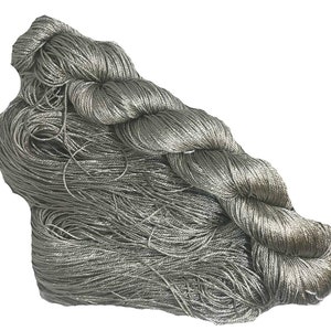 100% Pure Mulberry Silk 3 ply yarn - 260 yards 50 gms - Shimmer - knitting, crochet, tatting, jewelry making, sock yarn, silver Surfer