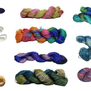 MINI skeins of Mulberry Silk Yarn | Pack of ten - 10 yards per skein - knit, crochet, tatting, weaving