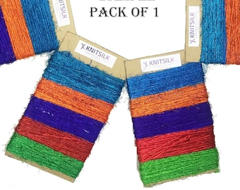 Recycled Sari Silk Yarn Sampler: 75 Yards, 5 Colors