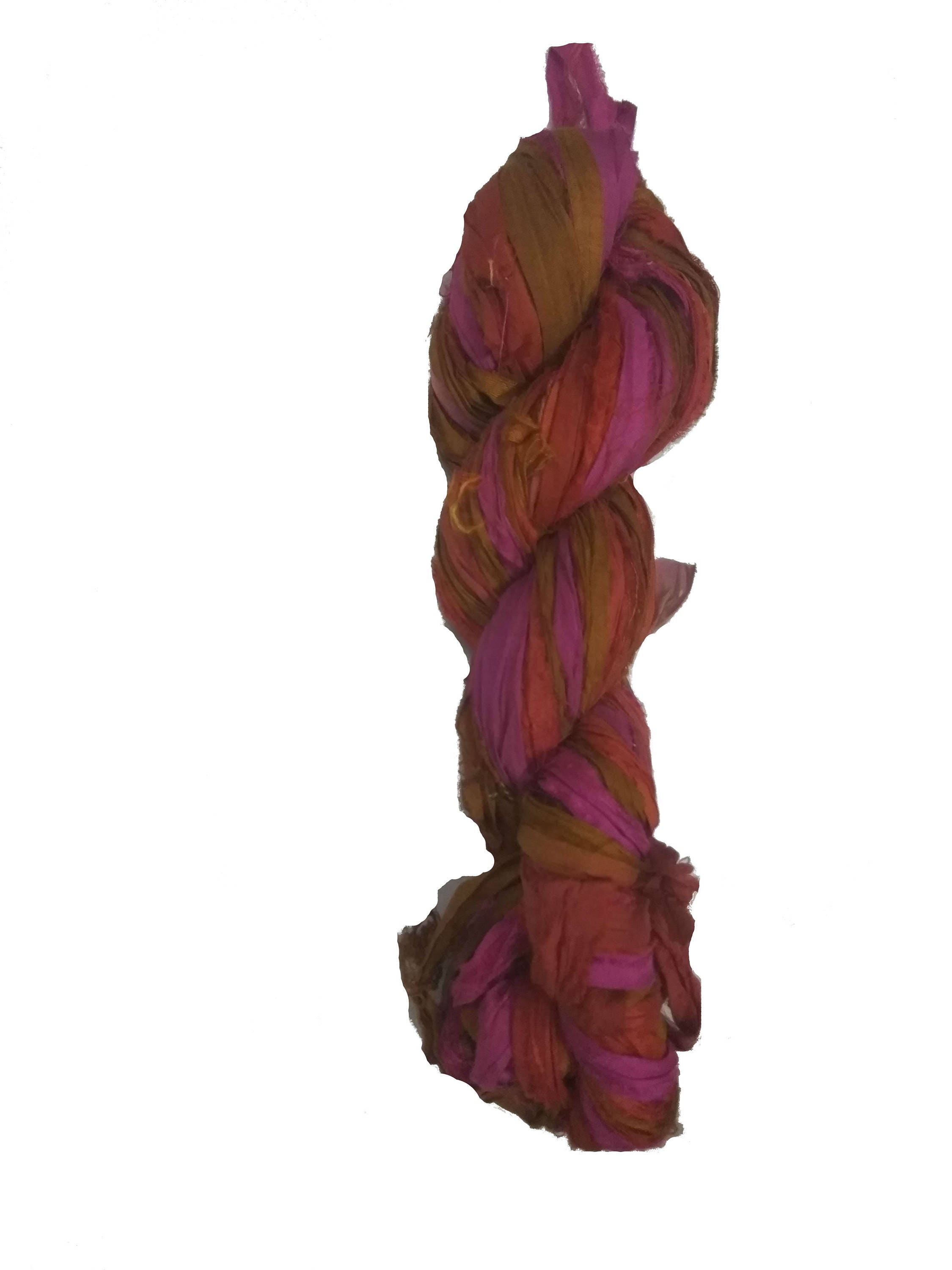 Sari Silk Ribbon Yarn - Super Bulky Vintage Recycled Silk | 30+ Yards For Knitting & Crochet