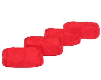 Mercerized Cotton Crochet Yarn: Knitsilk CottonMuse, Red 4x75g Pack