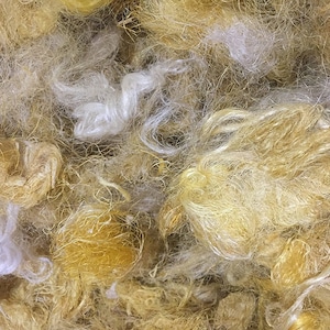 Knitsilk Throwster Silk Yarn Fiber - 100 / 3.5 oz Grams Natural Colour and Dyeable : Vegan Fiber, Silk Fiber, Yellow /white