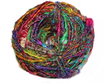 Recycled Sari Silk Yarn - Multicolor 100 Grams