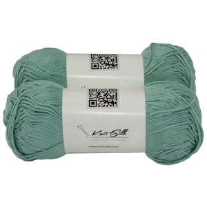 Knitsilk Soft Cotton Knitting Yarn – 100% Cotton | 100g (Approx. 200+ Yards) | Lightweight | For Knitting & Crochet | Pack of 2 | Mint Green