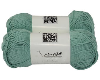 Soft Cotton Knitting Yarn: Lightweight 2-Pack - Mint Green