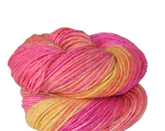 Merino Silk Wool in shades of yellow-pink silk Blend, /silk yarn sport/dk weight variegated and tonal yarn | hand-dyed, Fair Trade Thames