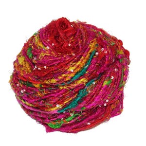Recycled Sari Silk Beads Yarn: Eco-Friendly Knitting & Weaving Material