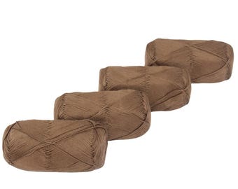 Mercerisierte Baumwollhäkelgarne: Knitsilk CottonMuse, Braun 4x75g (382 Yards) PACK4