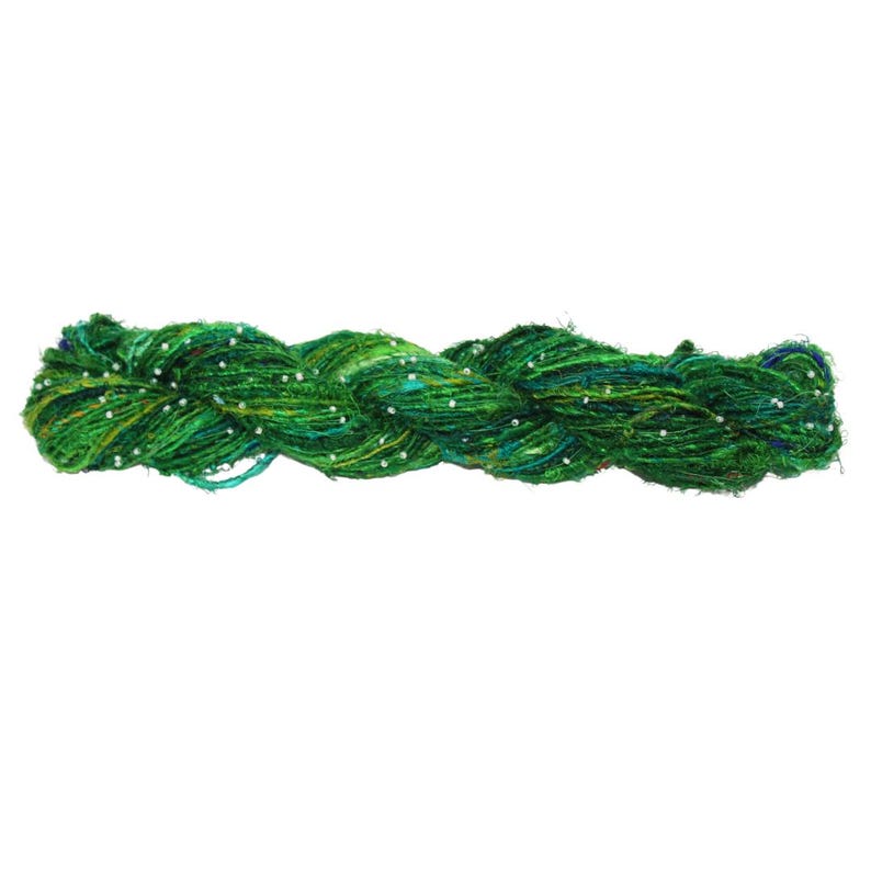 Recycled Sari Silk Beads Yarn: Eco-Friendly Knitting & Weaving Material image 8