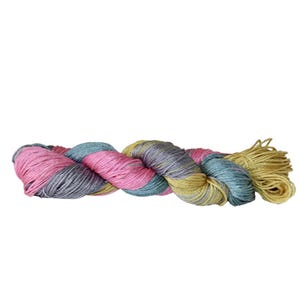 Pure Mulberry Silk yarn 3 ply - 260 yards - 50 Gms - knitting, crochet, tatting, jewellery making, sock yarn, DK ,Fair Trade Tiger Lily(MLT)