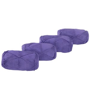 CottonMuse – 100% Gassed Mercerized Cotton Yarn, 4 x 75g (382 Yards),Premium Crochet Thread for Apparel & DIY Crafts| Purple | PACK4
