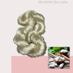 100% Pure Mulberry Silk 3 ply yarn - 260 yards - 50 gms - Ivory Cream- knitting, crochet, tatting, jewelry, sock yarn, DK - fair trade