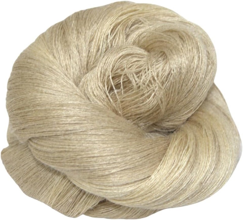 May include: A skein of natural beige linen yarn.