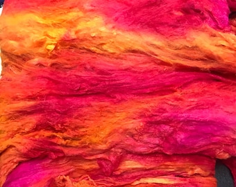 3.5 oz to 36 oz  - Mulberry Silk Lap Fiber Hand Dyed | silk fibres for spinning - silk fibre for felting - needle-wet felting -cocoon sheet