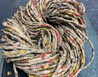 Multicolor Recycled Newspaper Yarn: Chunky Basket Weaving Fiber (100g)