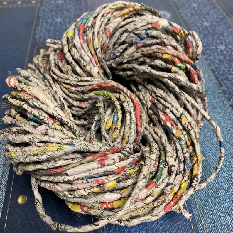 Newspaper Rope Multicolor Recycled Newspaper Yarn: Chunky Basket Weaving Fiber (100g ...