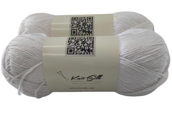 Soft Cotton Knitting Yarn: Lightweight 4-Ply, 200+ Yards - White (Pack of 2)