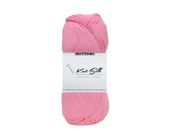Hilo de algodón suave para tejer: ligero, de 4 cabos, 2 ovillos - Rosa