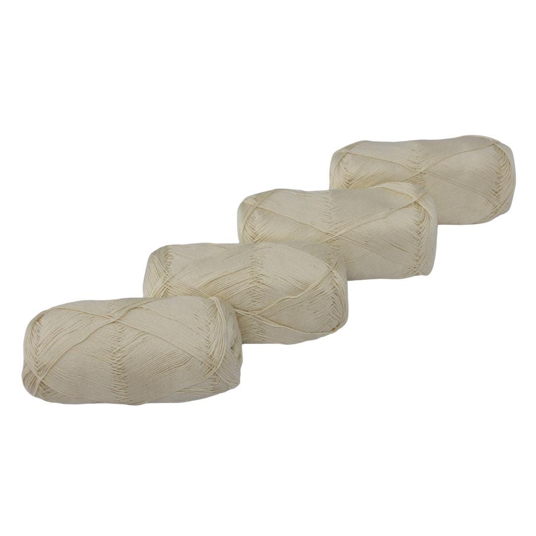 【kyeeeです】新品.everyone cotton bordertee Mercerized Cotton Crochet Yarn: Cream Color, 382 Yards (4 X 75g