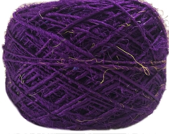 Fil de soie recyclé Sari - Magenta (100 grammes)