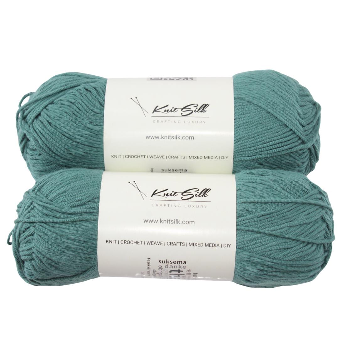 ソフトコットン編み糸：100g ダークグリーン 4本撚り - Knitsilk 2個