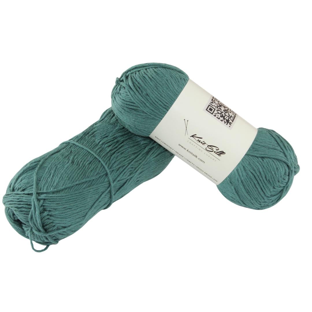 ソフトコットン編み糸：100g ダークグリーン 4本撚り - Knitsilk 2個