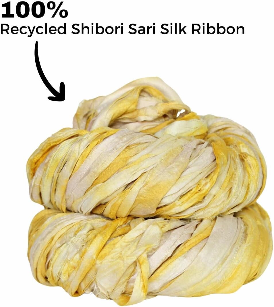 Knitsilk Nastri Di Seta Sari Riciclati Multicolore, Filato Artigianale Per Maglia, Uncinetto E Decorazioni, 50g, Effetto Marmorizzato - 2