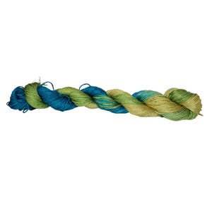 Pure Mulberry Silk yarn 3 ply - 260 yards - 50 Gms - knitting, crochet, tatting, jewellery making, sock yarn, DK ,Fair Trade Green(MLT)