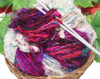 Handspun Recycled Sari Silk Yarn: Bulky Weight, 200g Combo