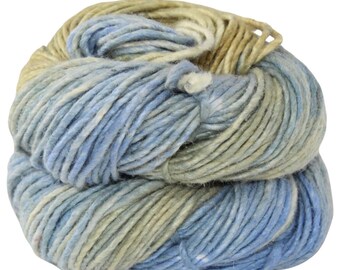 Merino Silk Wool in  shades of Blue Yellow Silk Blend, silk yarn, sport/dk weight, variegated yarn, tonal yarn, hand-dyed, Fair Trade Nile